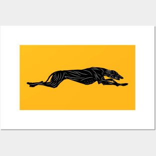 stylized greyhound dog silhouette Posters and Art